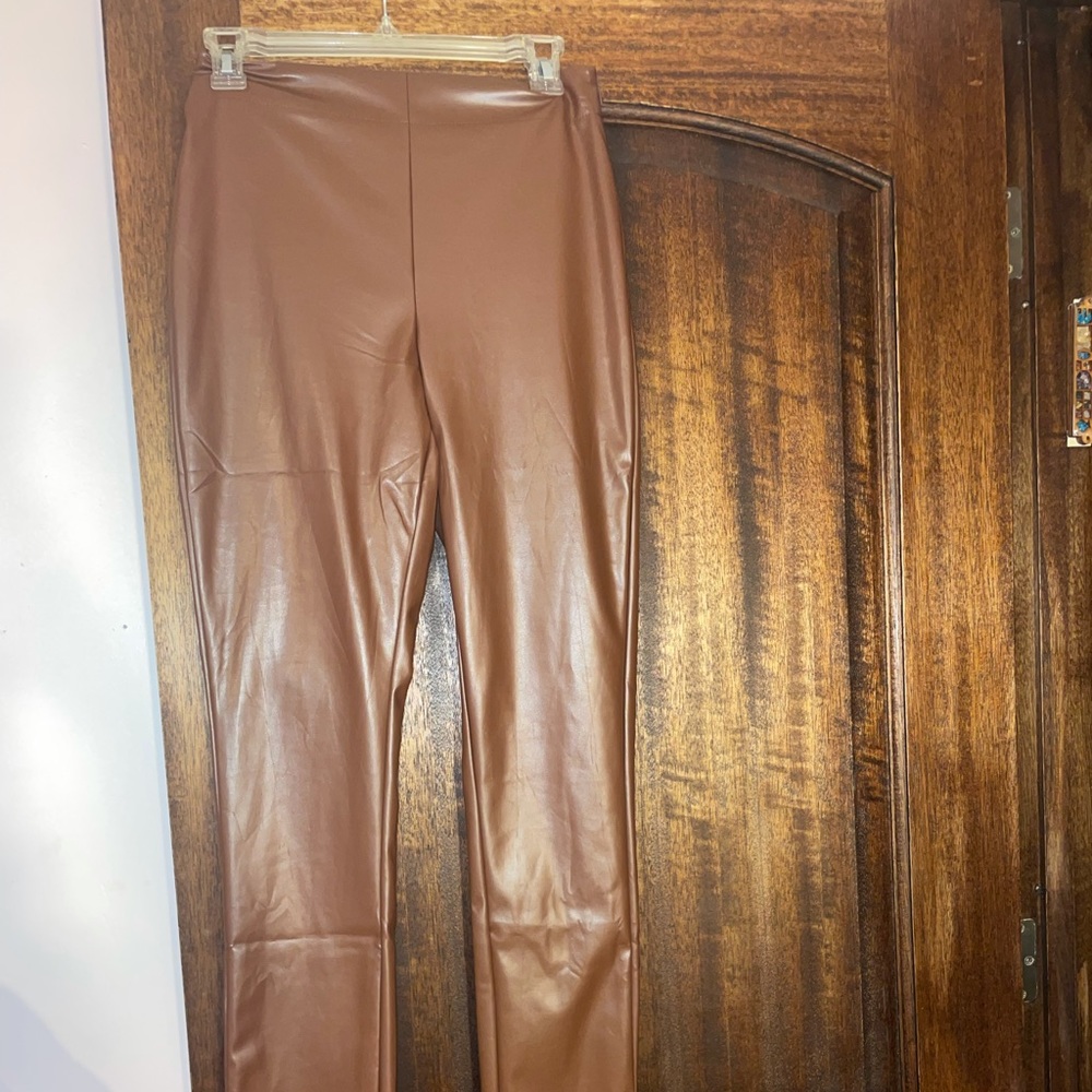 Brown leather pants
